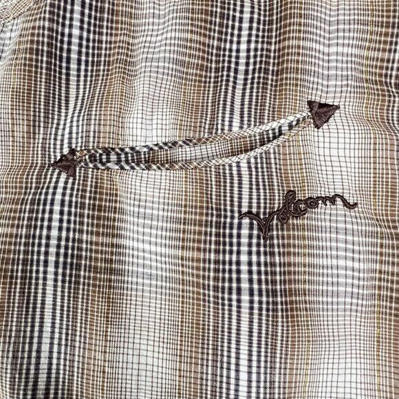 Volcom Mens Howdy Partner Western Long Sleeve Pearl Snap Shirt L Plaid Casual - Picture 4 of 7